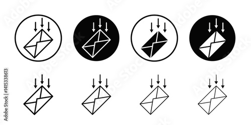 Envelope mail drop icon Black and white outline vector