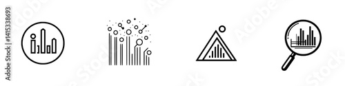 Vector illustration icons representing various data visualization concepts for charts and graphs in a minimalist style