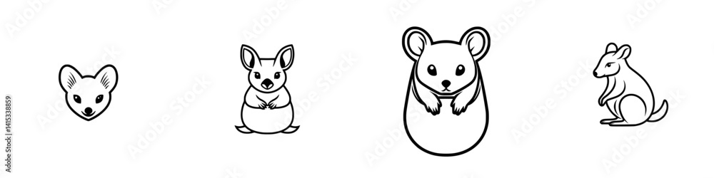 Naklejka premium Cute vector illustrations of various small rodents in a simple, minimalist design style