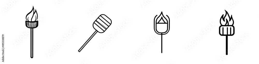 Vector illustration of various torch designs with different styles and shapes for creative projects and outdoor themes Vector illustration of various torch designs with different styles and shapes for creative projects and outdoor themes