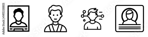 Vector illustrations of diverse human profiles suitable for identification, social media, or graphic design projects