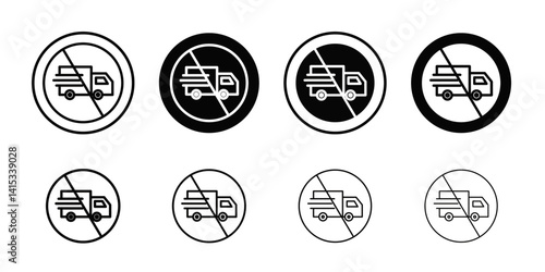 forbidden fast truck icon Black and white outline vector