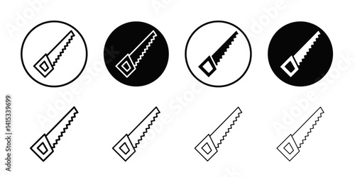 hand saw icon Black and white outline vector