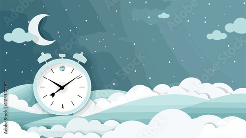 Professional Alarm Clock and Cloud Callout on White Background