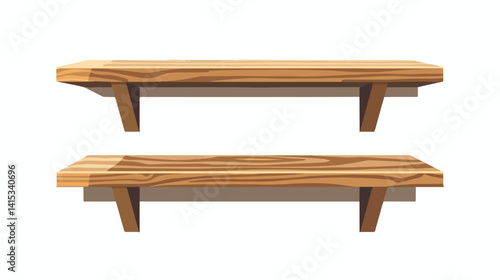 Wooden Shelving Isolated Icon Vector Illustration