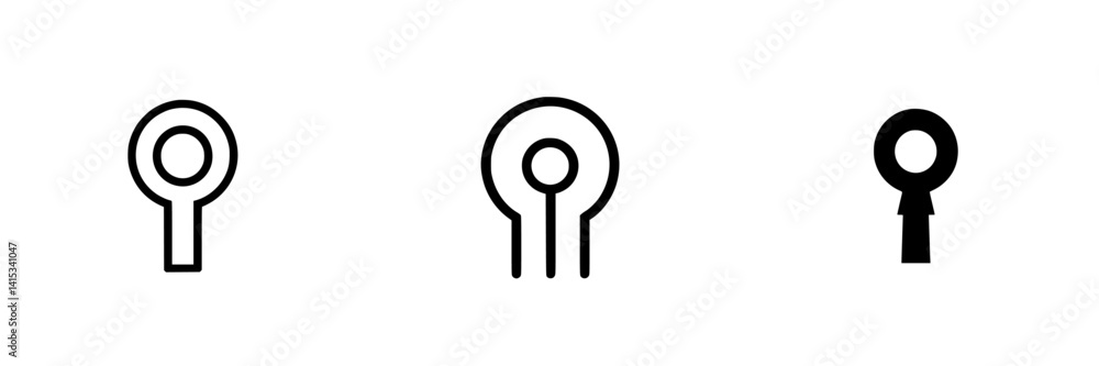 Unique vector illustration icons featuring various keyhole designs suitable for security themes and digital art projects