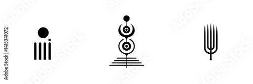 Vector illustration icon featuring abstract shapes representing energy and harmony in a minimalist design