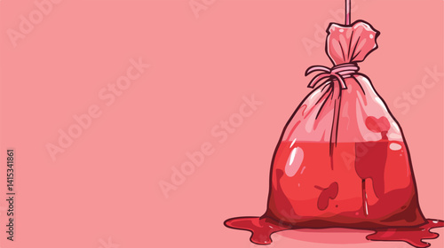 Blood Bag Over Pink Background Vector Illustration