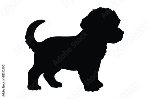 Puppy black silhouette vector, Dog black symbol