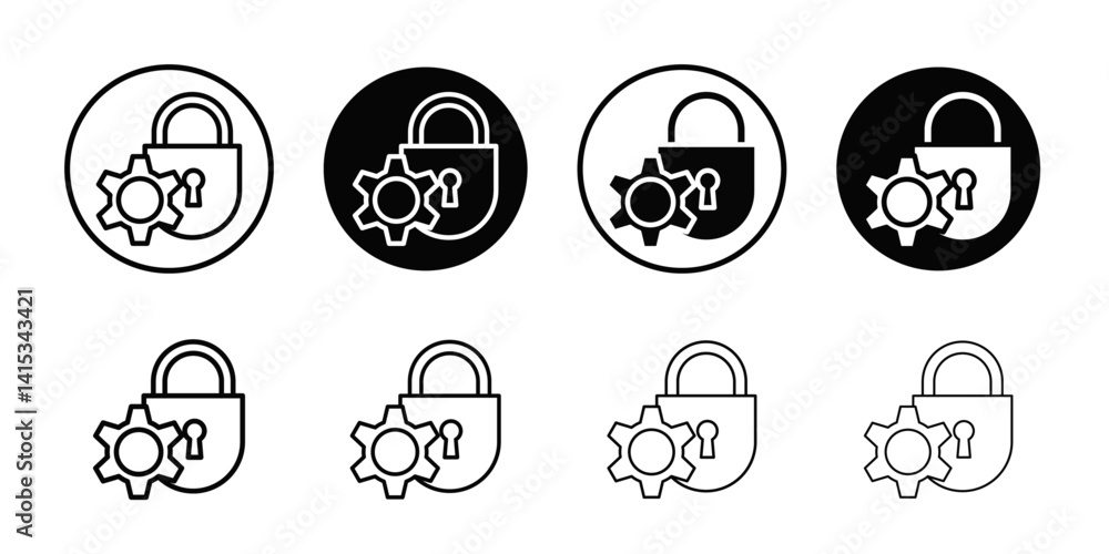 Privacy settings icon Black and white outline vector Privacy settings icon Black and white outline vector