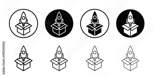 Product release icon Black and white outline vector