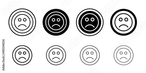 sad icon Black and white outline vector