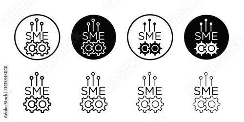 SME, small and medium enterprise icon Black and white outline vector
