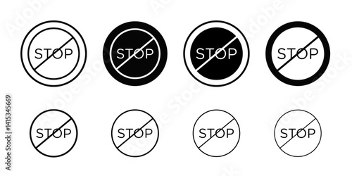 Stop icon Black and white outline vector