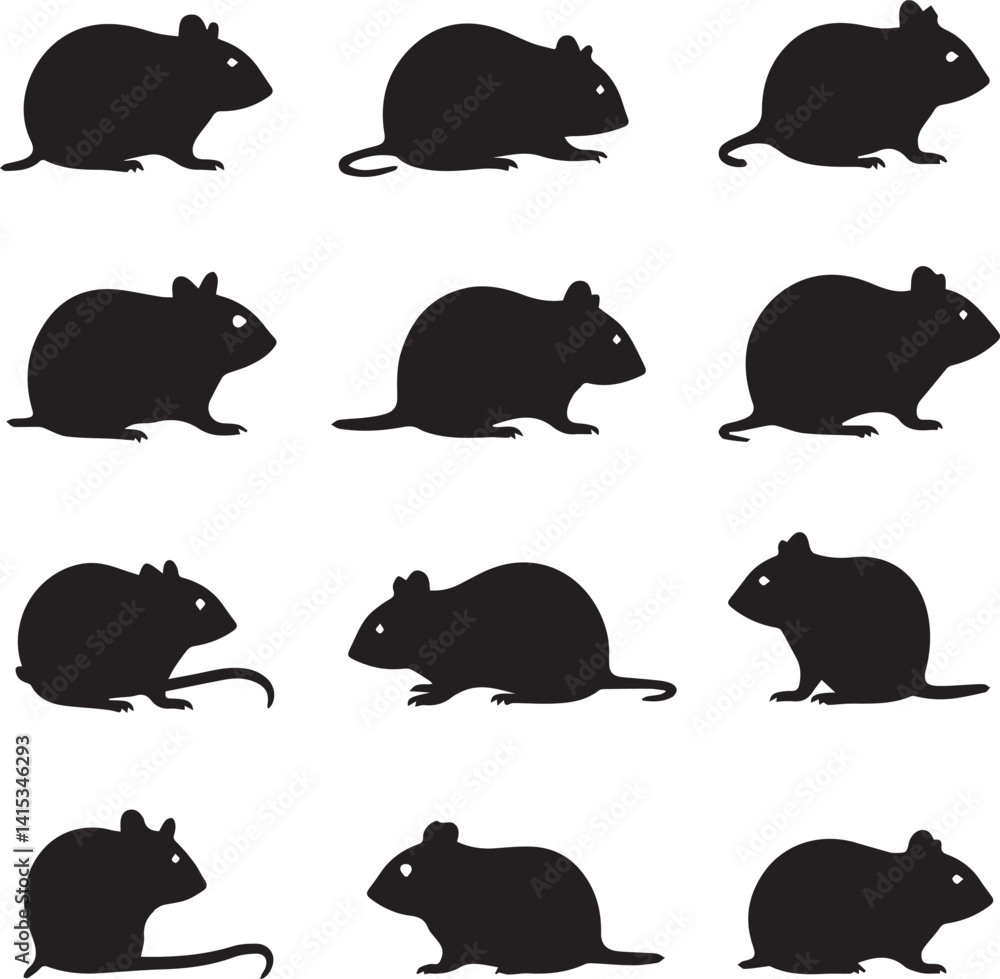 Fototapeta premium Hamster silhouettes set