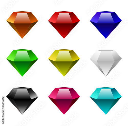 Vector Diamond Colorful Icons, Diamond icon. Big collection quality diamonds. Royal diamond icons collection set. Vector illustration