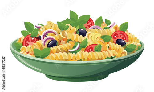 Salad Pasta Fettuccine - Vector Illustration