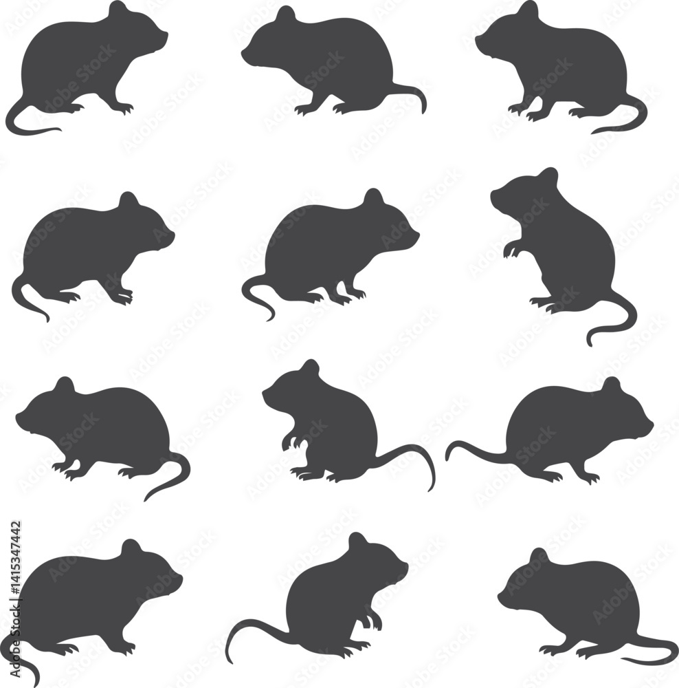 Obraz premium Hamster silhouettes set