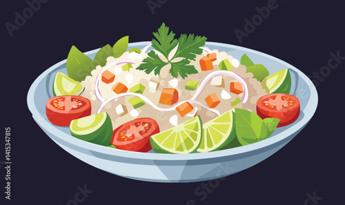 Ceviche Salad Fresh- Vector Illustration
