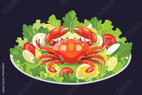 vector illustration of a crab salad