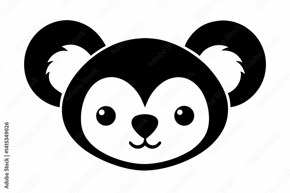 Cute Koala Head with Hearts Silhouette Vector Cute Koala Head with Hearts Silhouette Vector