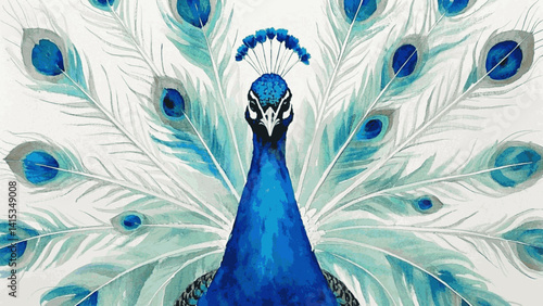Watercolor symphony of feathers peacock isolated vector illustration svg 