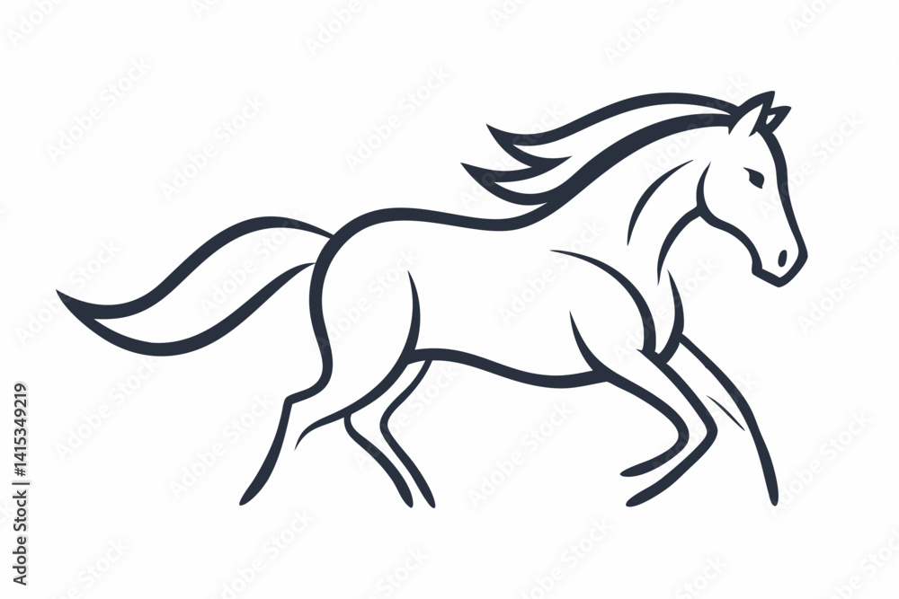 Obraz premium Detailed Horse Head in Motion Outline Illustration