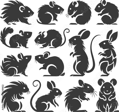 Hamster silhouettes set