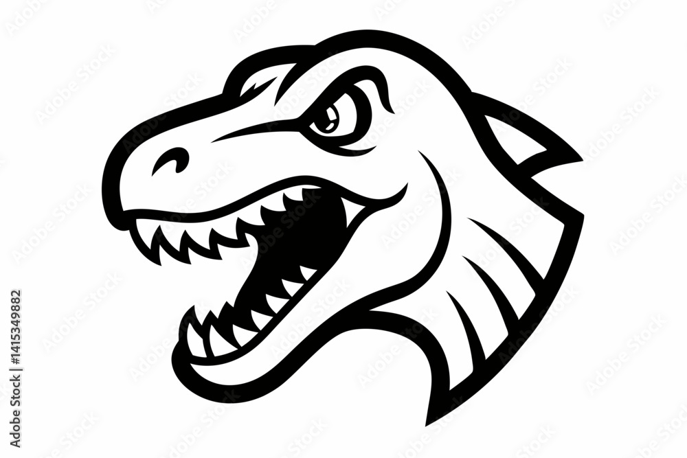 Roaring Dinosaur Head Outline Vector Illustration Roaring Dinosaur Head Outline Vector Illustration