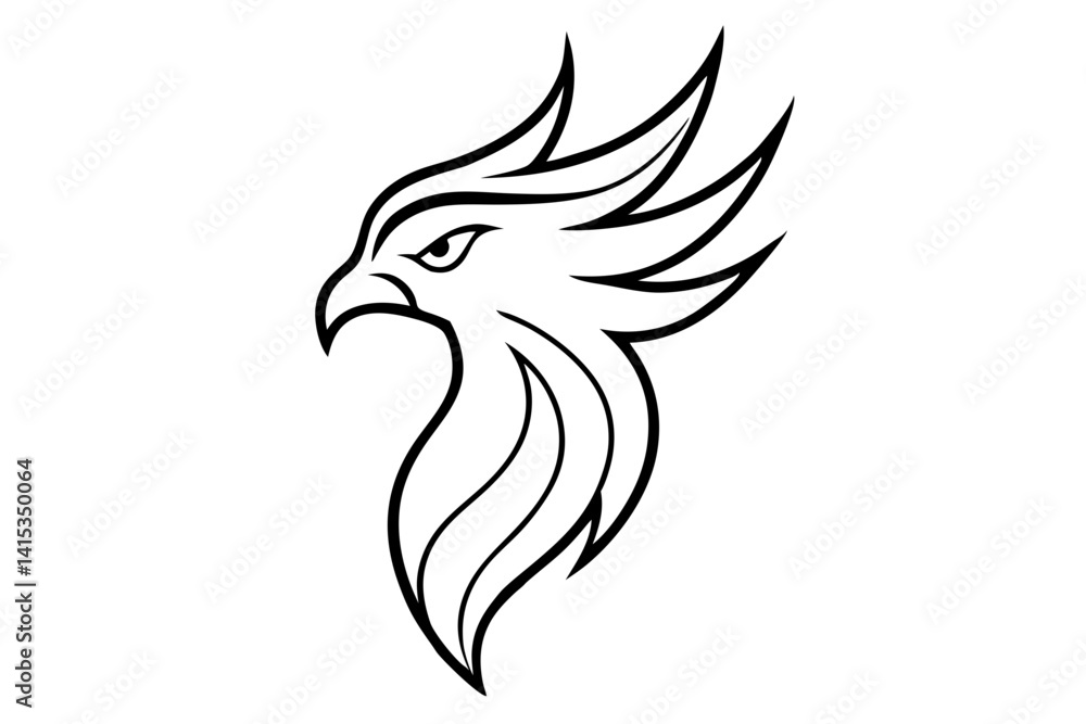 Fototapeta premium Tattoo Inspired Phoenix Head Line Art Vector