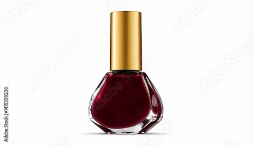 Red Nail Polish Bottle on White Background  