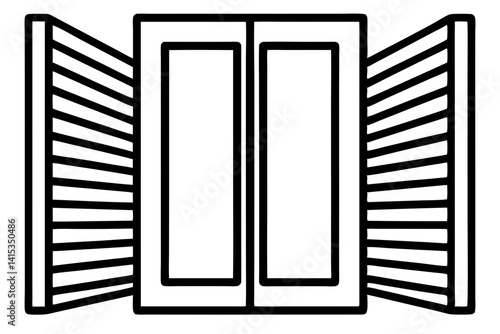 Accordion Shutter Door Line Art Vector Illustration
