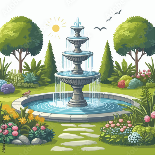 fountain in garden