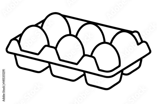 Egg Carton Line Art Vector Illustration With White