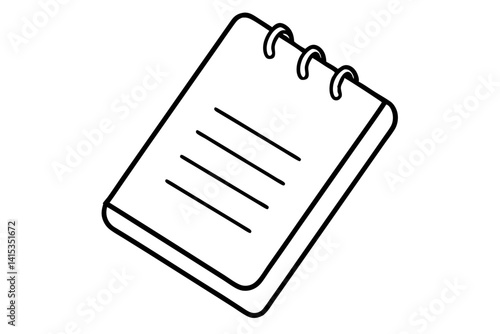 Notepad Line Art Vector Illustration With White Background