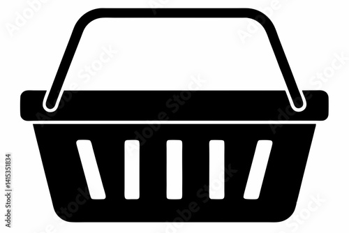 Plastic Shopping Basket Silhouette Vector Illustration