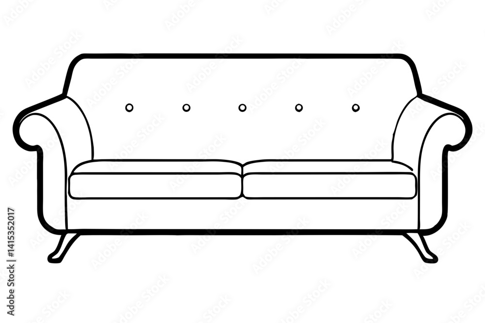 Sofa Line Art Vector Illustration With White Background Sofa Line Art Vector Illustration With White Background