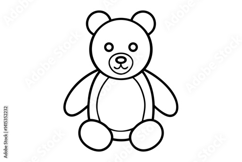 Teddy Bear Line Art Vector Illustration With White