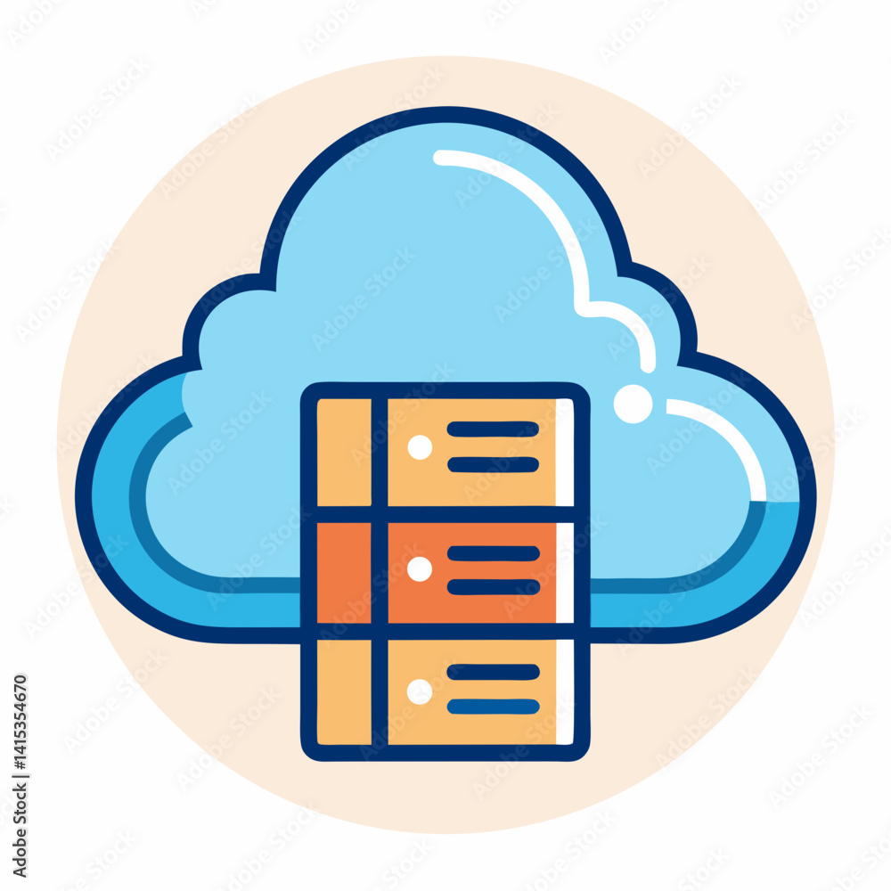 Cloud Server Data Storage Icon For Hosting And Networking Solutions Cloud Server Data Storage Icon For Hosting And Networking Solutions