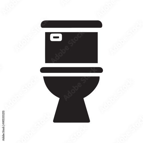 Minimalist Toilet Icon — Black and White Modern Bathroom Symbol