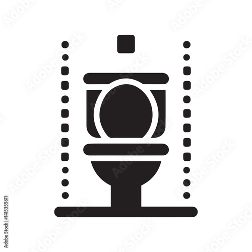Minimalist icon, toilet symbol, black and white design