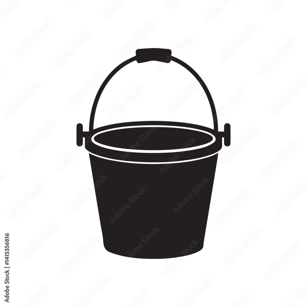 Simple Black Bucket Illustration — 3D Render and Vector Graphic Simple Black Bucket Illustration — 3D Render and Vector Graphic