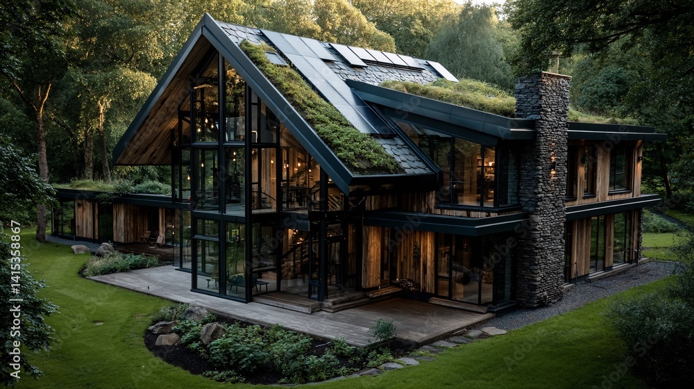 Modern Eco-Friendly House Design Surrounded by Lush Greenery