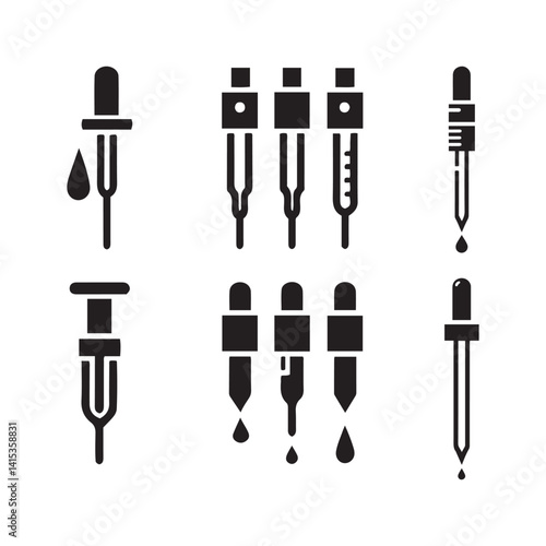 Medical Equipment & Laboratory Tools — Black and White Icons Set