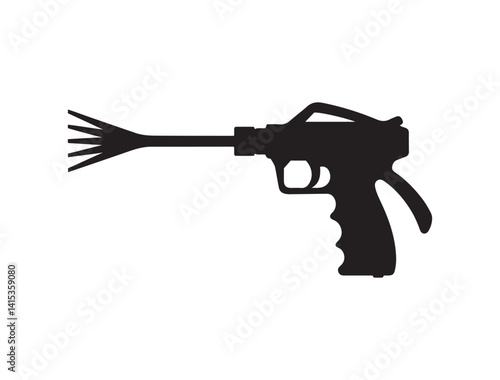 Handheld Speargun Silhouette — Minimalist Black and White Underwater Fishing Vector