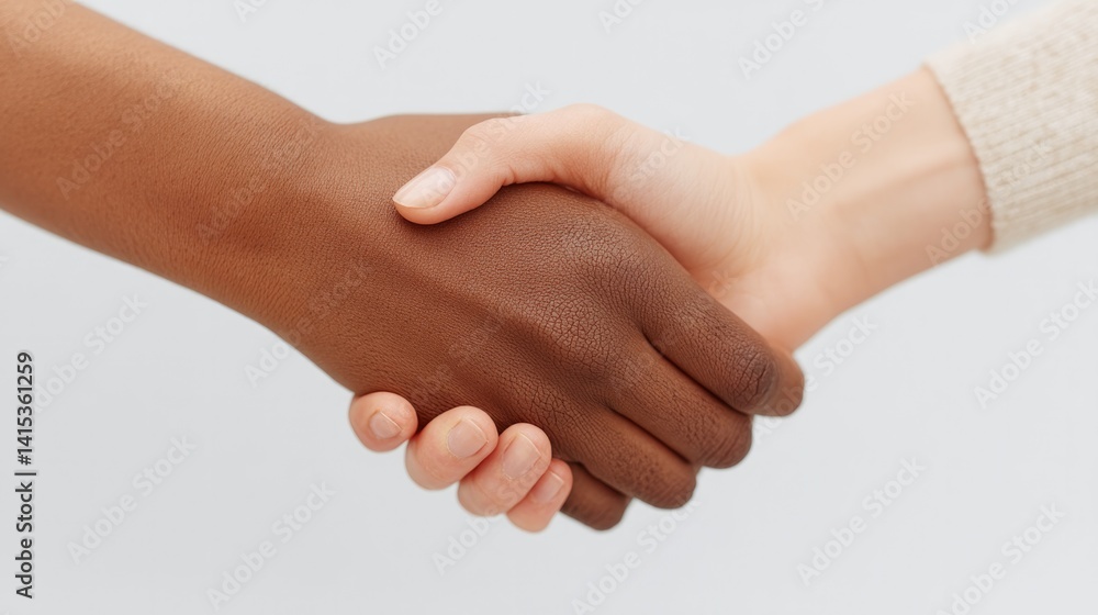 two diverse hands gently touching against white background two diverse hands gently touching against white background