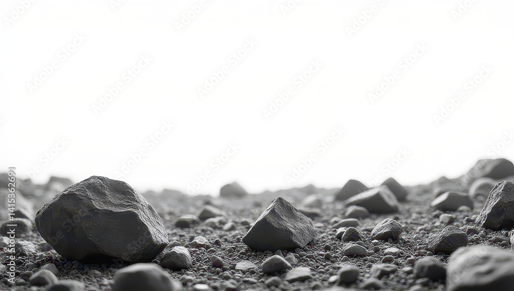 Gray Rocks on a White Background