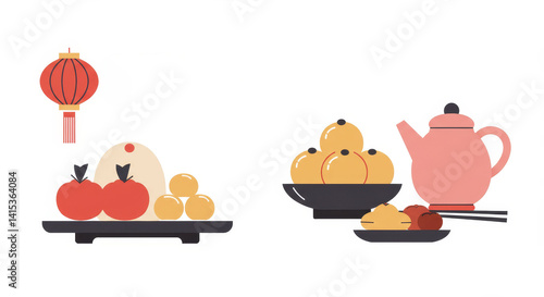 Obraz na płótnie Flat design of festive food for ancestral respect w salonie