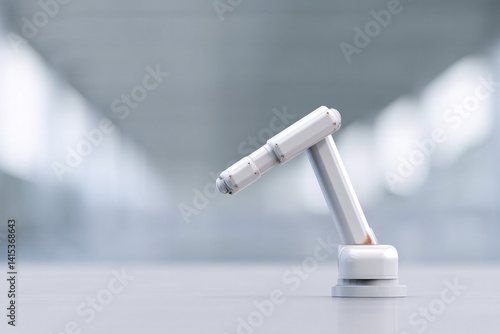 industrial robots in pristine white factory setting showcasing mechanized precision with ample copy space