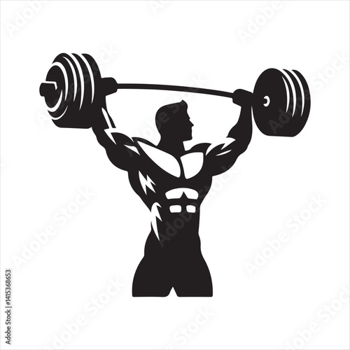 weightlifting bodybuilder vector silhouette clip art illustration